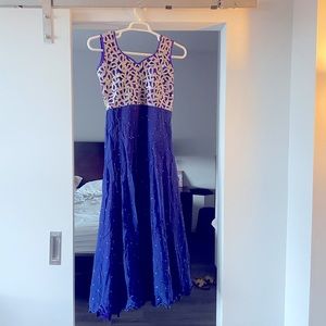 Handcrafted designer long dress created by skilled artisans in unique colour